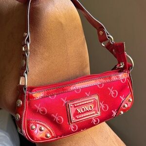 Y2K XOXO Stunning Red Shoulder or Baguette Bag with SilverTone Hardware